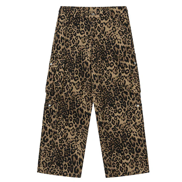 MELTEDSMILE® BAGGY CARGO JEANS – FULL LEOPARD PRINT EDITION