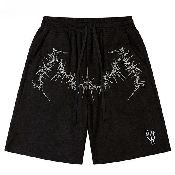 MELTEDSMILE® SUEDE SHORTS - EMBROIDERED THORNS & WINGS