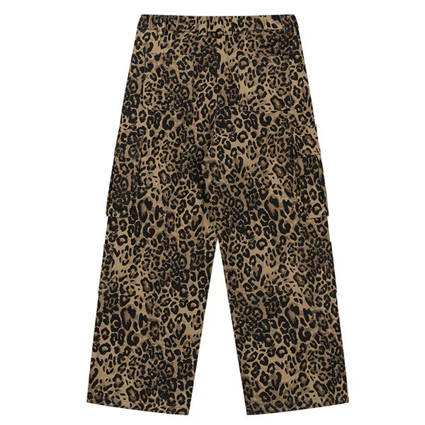 MELTEDSMILE® BAGGY CARGO JEANS – FULL LEOPARD PRINT EDITION