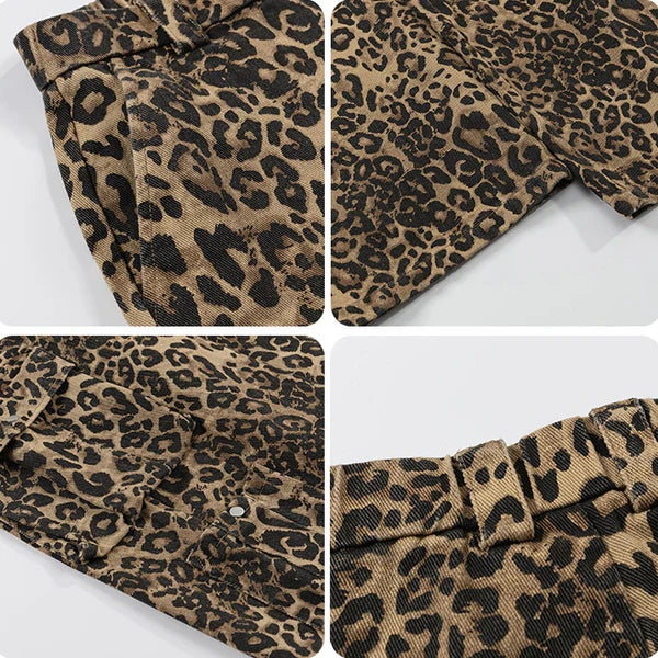 MELTEDSMILE® BAGGY CARGO JEANS – FULL LEOPARD PRINT EDITION
