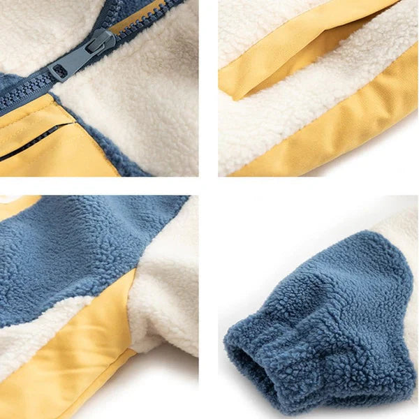 MELTEDSMILE LAMB WOOLEN WINTER COAT PATCHWORK COLOR BLOCK
