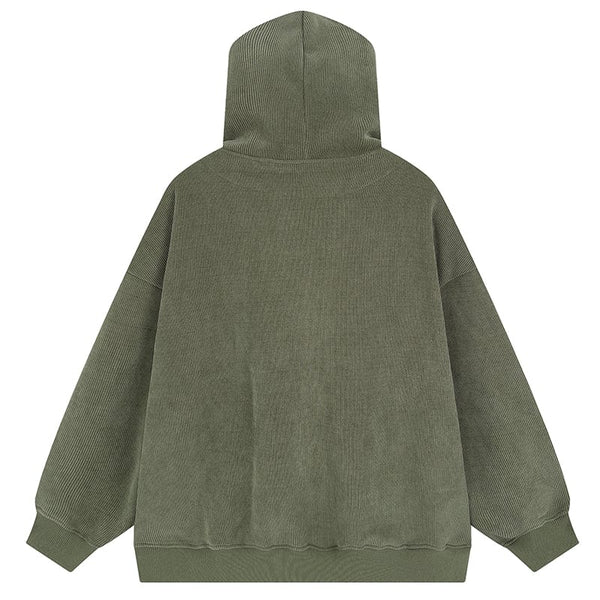 MELTEDSMILE® CORDUROY ZIPPER HOODIE FLOCKED STAR