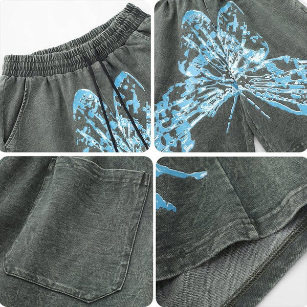 MELTEDSMILE® DARK WASHED DENIM SHORTS - BUTTERFLY