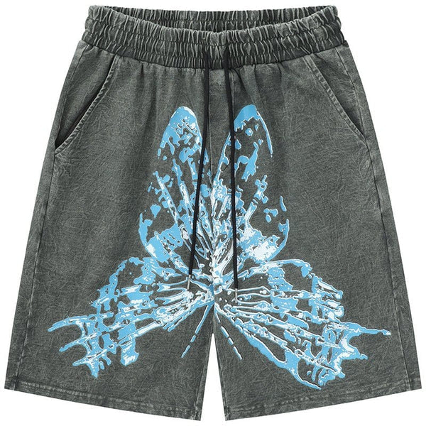 MELTEDSMILE® DARK WASHED DENIM SHORTS - BUTTERFLY