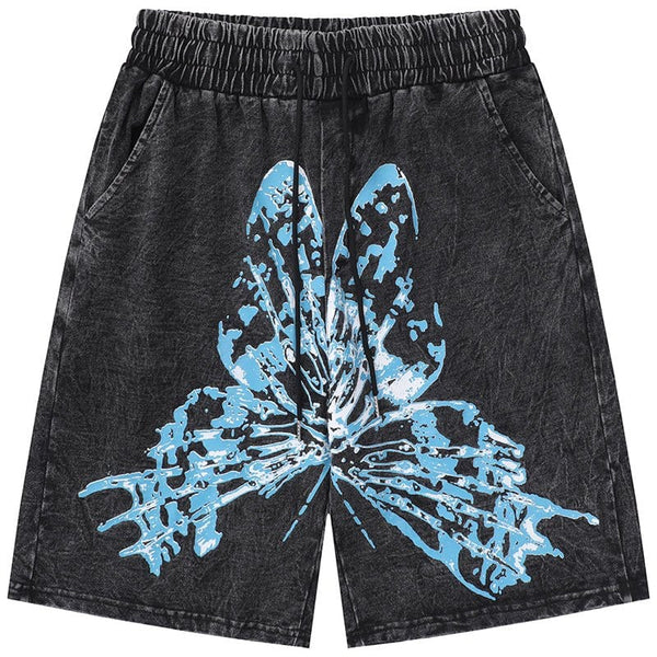 MELTEDSMILE® DARK WASHED DENIM SHORTS - BUTTERFLY