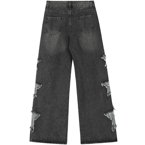 MELTEDSMILE® RETRO WASHED WIDE-LEG JEANS – SIDE STAR PATCH EDITION