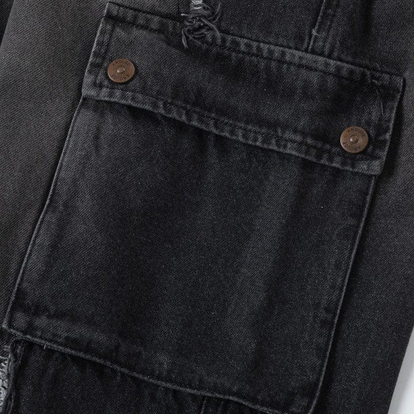 MELTEDSMILE® WASHED RAW EDGE PATCHWORK JEANS