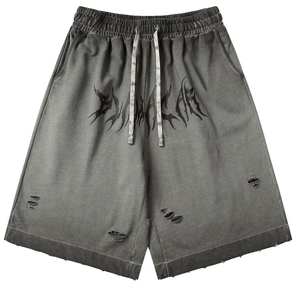 MELTEDSMILE® STREET STYLE GOTHIC LETTER PRINT SHORTS