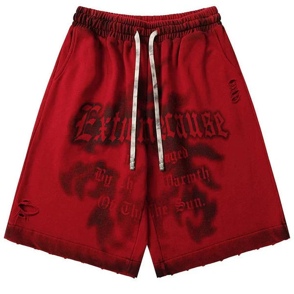 MeltedSmile® Distressed Tie-Dye Letter Shorts