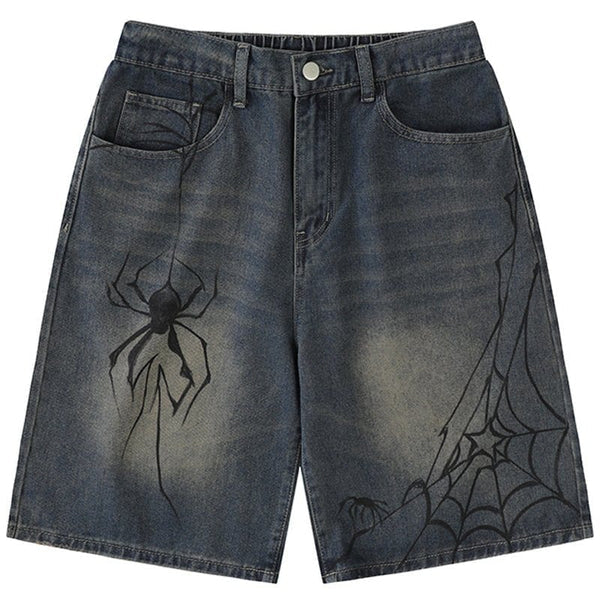 MELTEDSMILE® CASUAL DENIM SHORTS – SPIDER WEB EDITION