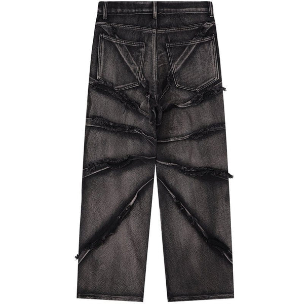 MELTEDSMILE® DISTRESSED WIDE-LEG JEANS – SPIDER WEB EDITION