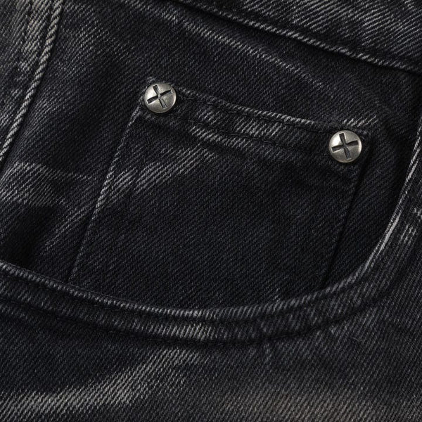 MELTEDSMILE® BAGGY WASHED JEANS PLEATED PATCHWORK