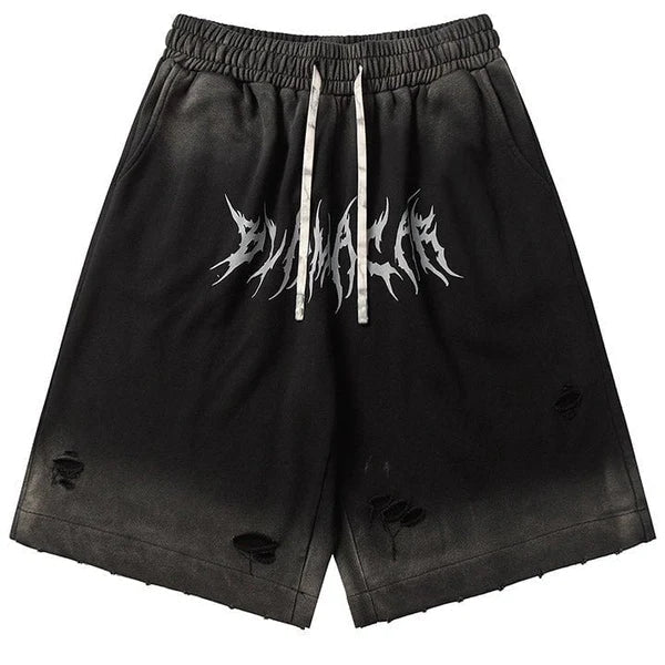 MELTEDSMILE® STREET STYLE GOTHIC LETTER PRINT SHORTS
