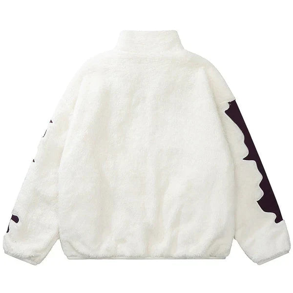 MELTEDSMILE® FAUX FUR WINTER COAT PATCHWORK SKELETON