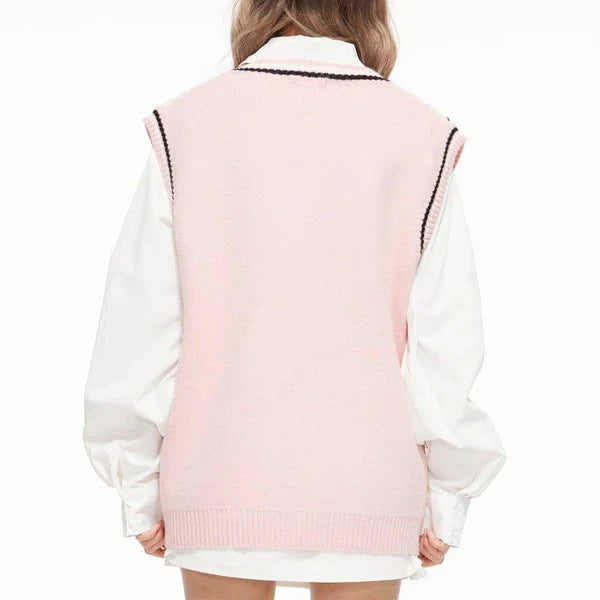 MELTEDSMILE® - LAZY KNITTED SWEATER VEST COLOR BLOCK