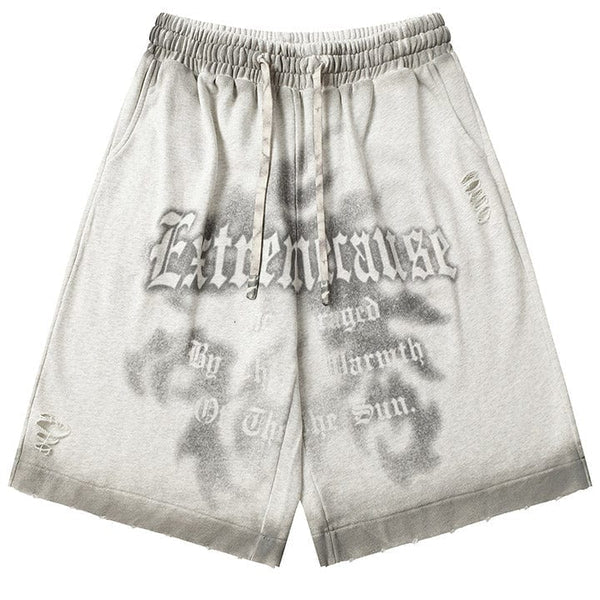 MeltedSmile® Distressed Tie-Dye Letter Shorts