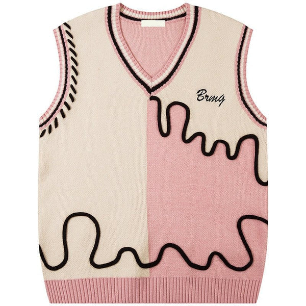 MELTEDSMILE® - LAZY KNITTED SWEATER VEST COLOR BLOCK