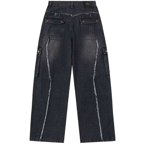 MELTEDSMILE® WASHED RAW EDGE PATCHWORK JEANS