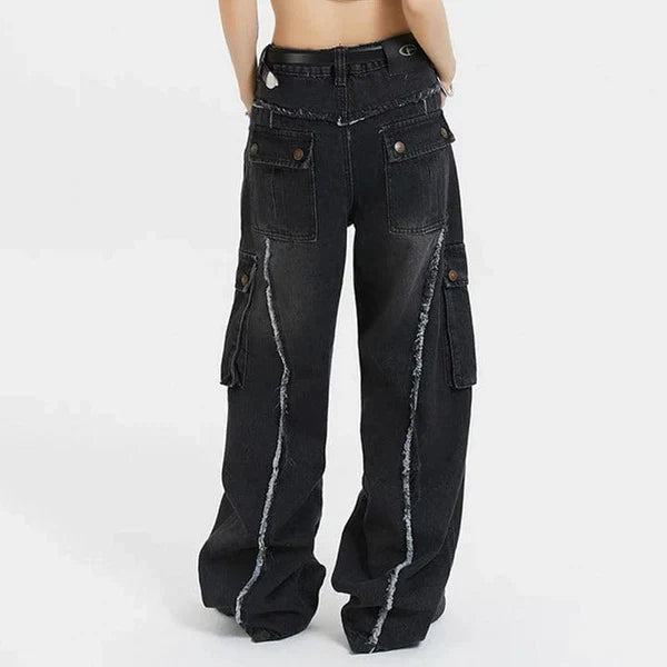 MELTEDSMILE® WASHED RAW EDGE PATCHWORK JEANS