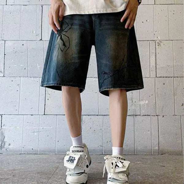 MELTEDSMILE® CASUAL DENIM SHORTS – SPIDER WEB EDITION