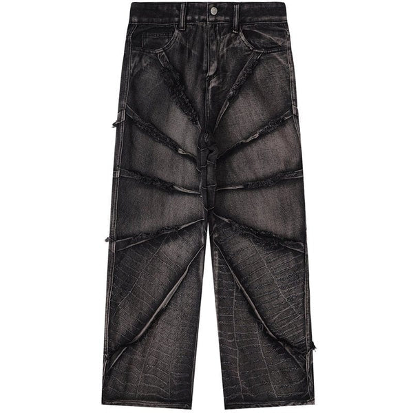 MELTEDSMILE® DISTRESSED WIDE-LEG JEANS – SPIDER WEB EDITION