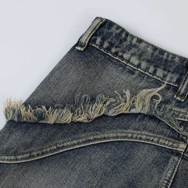 MELTEDSMILE® BAGGY RIPPED CARGO JEANS – FRINGED EDITION