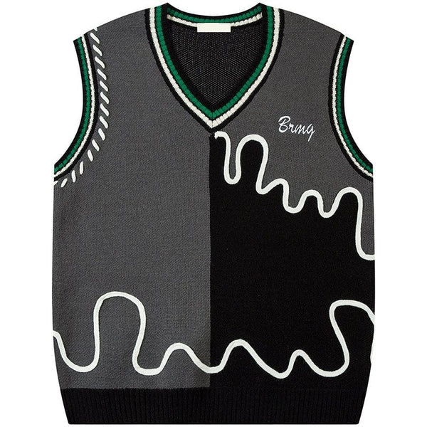 MELTEDSMILE® - LAZY KNITTED SWEATER VEST COLOR BLOCK