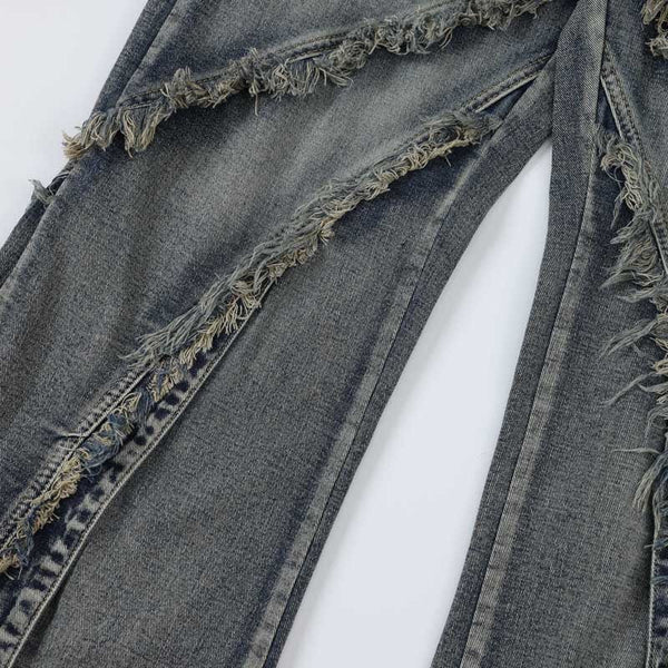 MELTEDSMILE® BAGGY RIPPED CARGO JEANS – FRINGED EDITION
