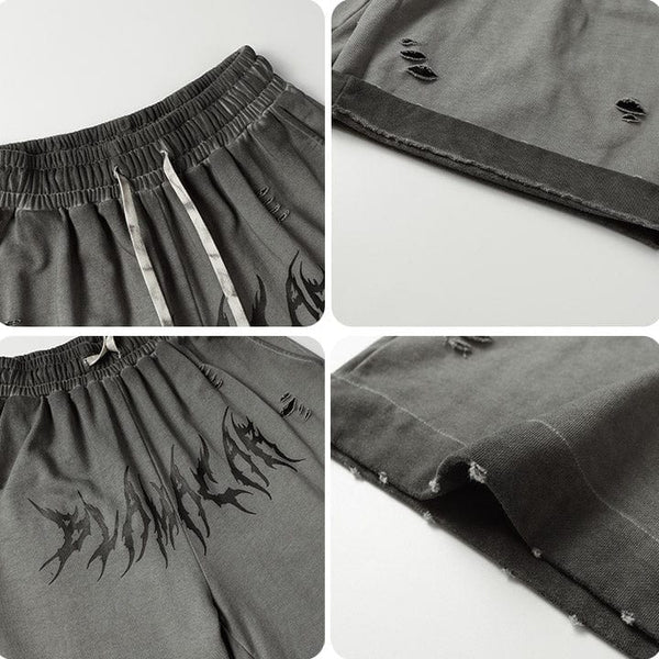 MELTEDSMILE® STREET STYLE GOTHIC LETTER PRINT SHORTS