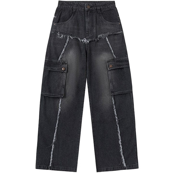 MELTEDSMILE® WASHED RAW EDGE PATCHWORK JEANS