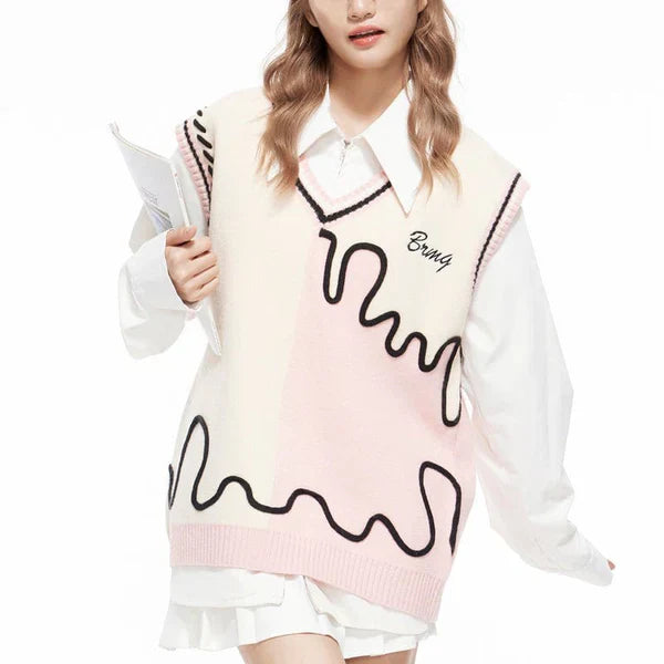 MELTEDSMILE® - LAZY KNITTED SWEATER VEST COLOR BLOCK