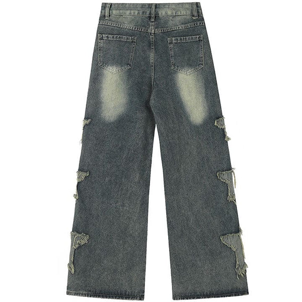 MELTEDSMILE® RETRO WASHED WIDE-LEG JEANS – SIDE STAR PATCH EDITION