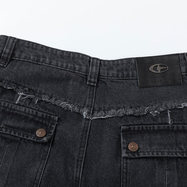 MELTEDSMILE® WASHED RAW EDGE PATCHWORK JEANS