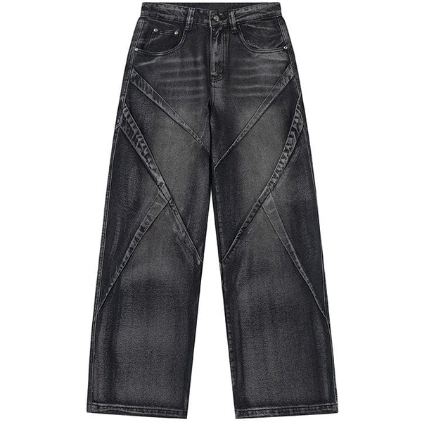 MELTEDSMILE® BAGGY WASHED JEANS PLEATED PATCHWORK