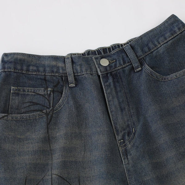 MELTEDSMILE® CASUAL DENIM SHORTS – SPIDER WEB EDITION