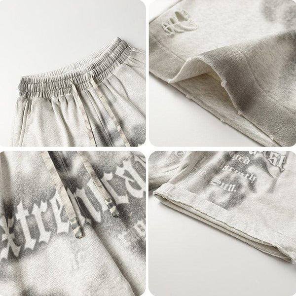 MeltedSmile® Distressed Tie-Dye Letter Shorts