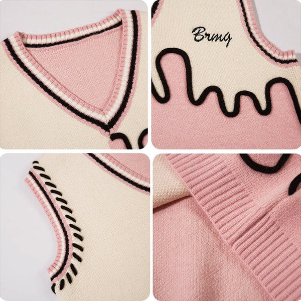 MELTEDSMILE® - LAZY KNITTED SWEATER VEST COLOR BLOCK
