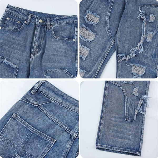 MELTEDSMILE® BAGGY PATCHWORK JEANS – RIPPED EDITION