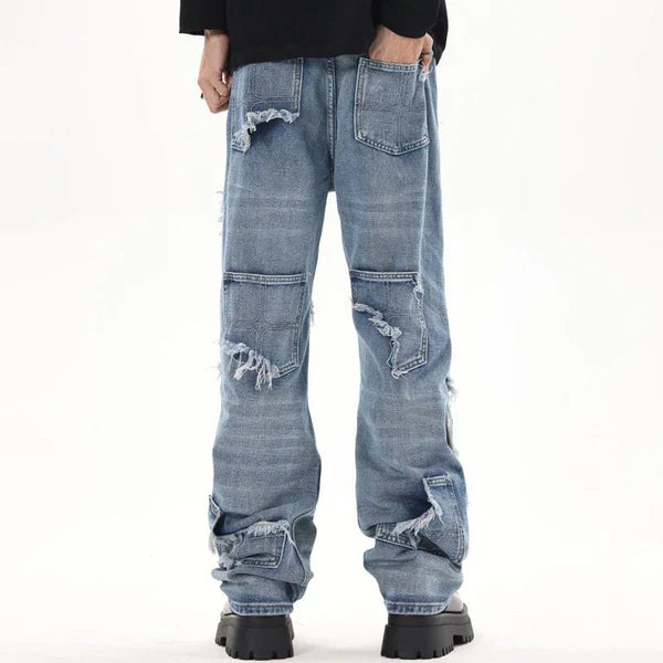 MELTEDSMILE® BAGGY PATCHWORK JEANS – RIPPED EDITION