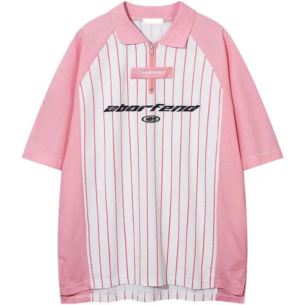 MELTEDSMILE QUARTER ZIP T-SHIRT STRIPED PATTERN