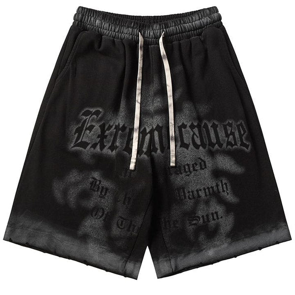 MeltedSmile® Distressed Tie-Dye Letter Shorts