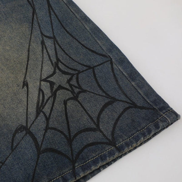 MELTEDSMILE® CASUAL DENIM SHORTS – SPIDER WEB EDITION