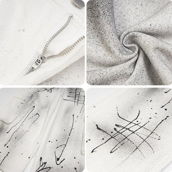 MELTEDSMILE® WHITE INK GRAFFITI CARGO JEANS