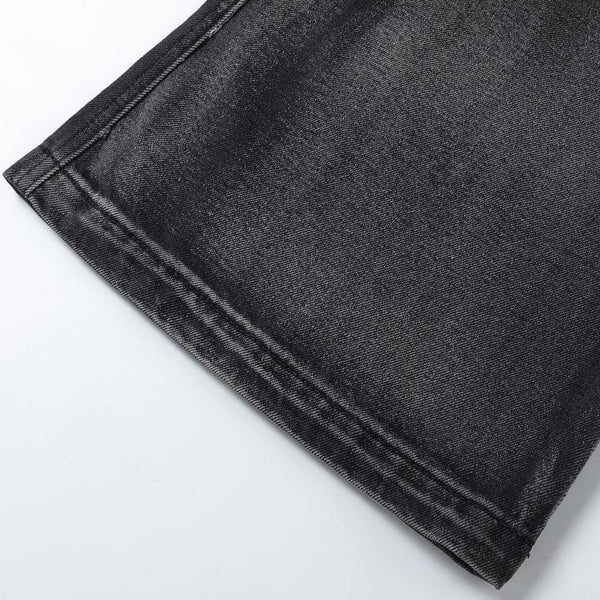 MELTEDSMILE® BAGGY WASHED JEANS PLEATED PATCHWORK