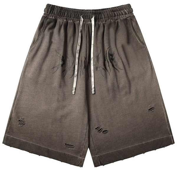 MELTEDSMILE® STREET STYLE GOTHIC LETTER PRINT SHORTS