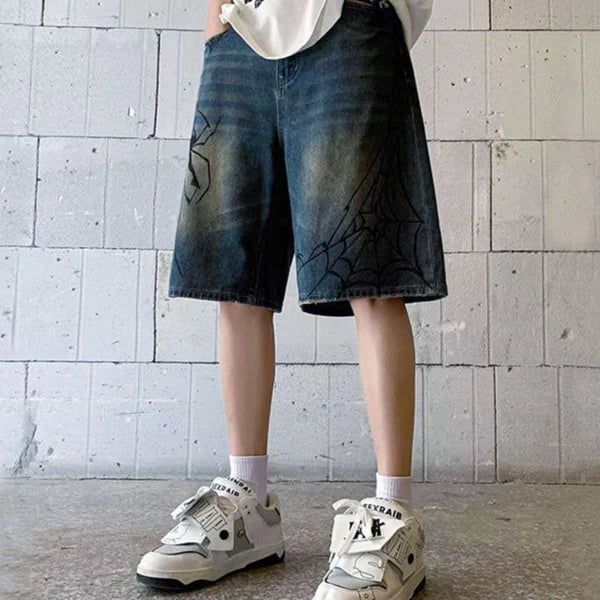MELTEDSMILE® CASUAL DENIM SHORTS – SPIDER WEB EDITION