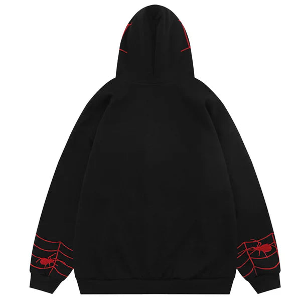 MELTEDSMILE FULL ZIP EMBROIDERY UNISEX SPIDER HOODIE