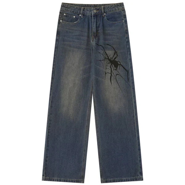 MELTEDSMILE® SPIDER PRINT STRAIGHT-LEG JEANS