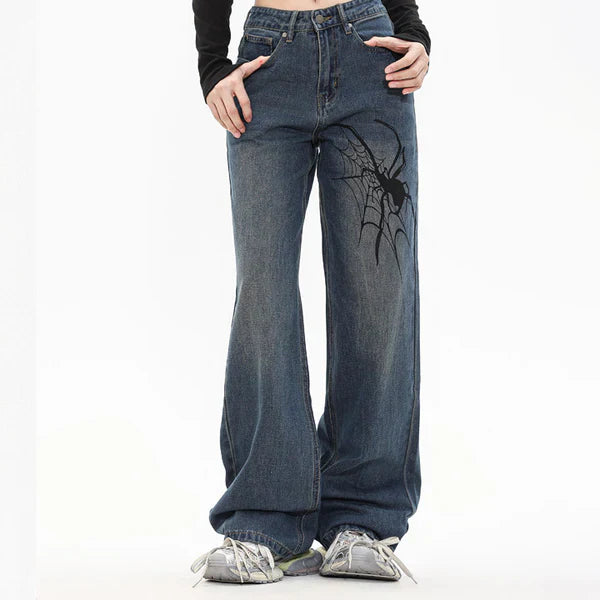 MELTEDSMILE® SPIDER PRINT STRAIGHT-LEG JEANS