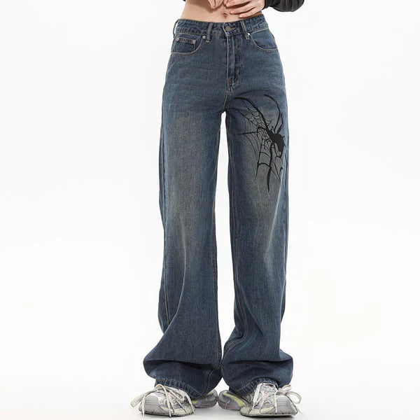 MELTEDSMILE® SPIDER PRINT STRAIGHT-LEG JEANS